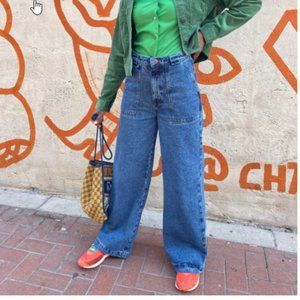 Delores Wide-Leg Jeans: Organic Denim - Mid Wash - New With Tags